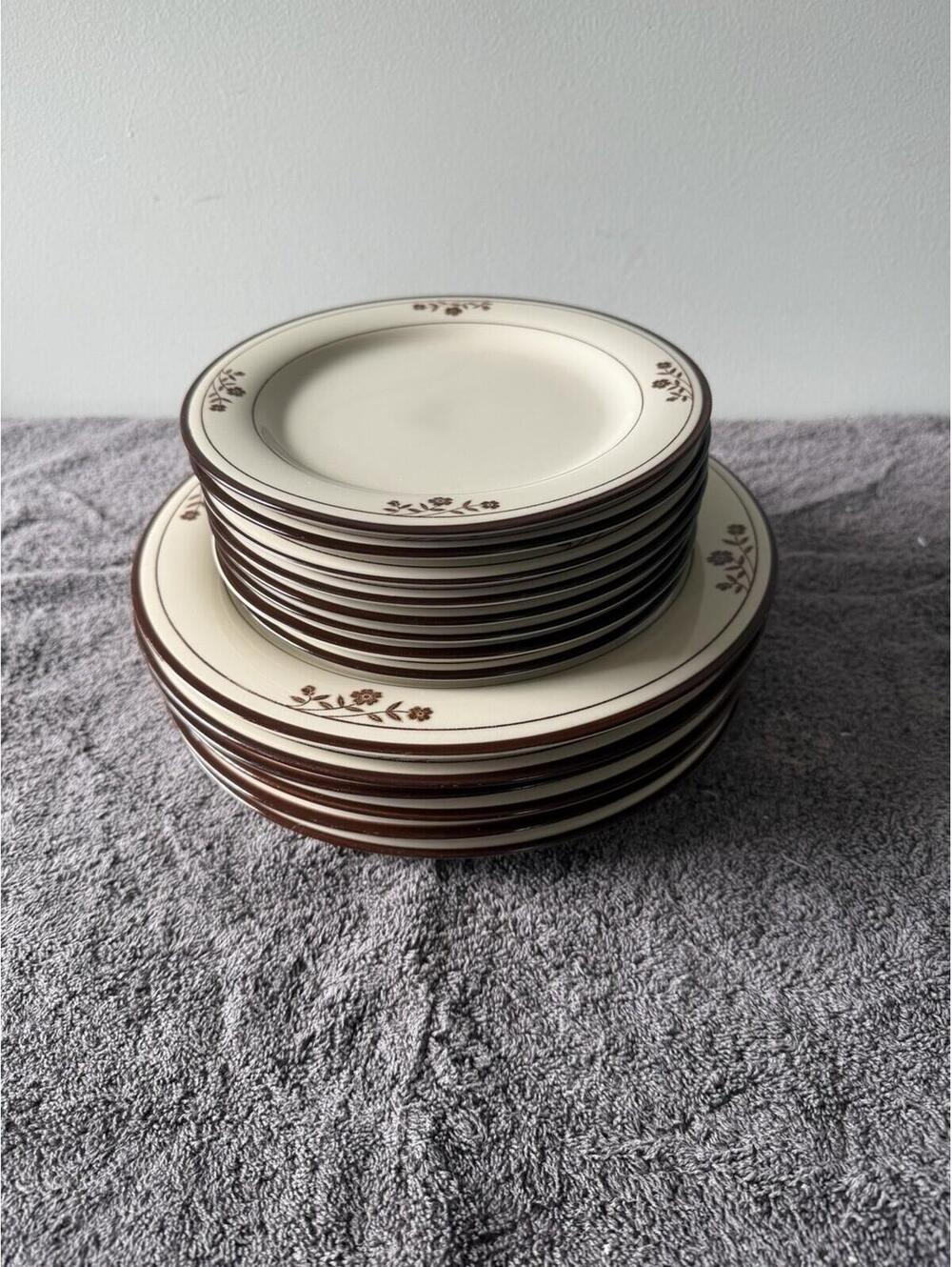 Sango Permastone Stoneware 322 Forever Brown Set Of Plates